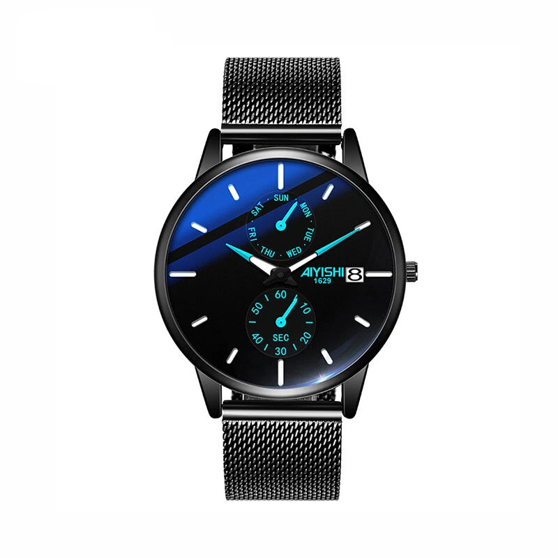 AIYISHI Men Simple Luxury Fashion Quartz Watch Luminous Waterproof Watch Stainless Steel Mesh Strap Sport Watch Fashion Wrist Watches (image for) AIYISHI Men Simple Luxury Fashion Quartz Watch Luminous Waterproof Watch Stainless Steel Mesh Strap Sport Watch Fashion Wrist Watches